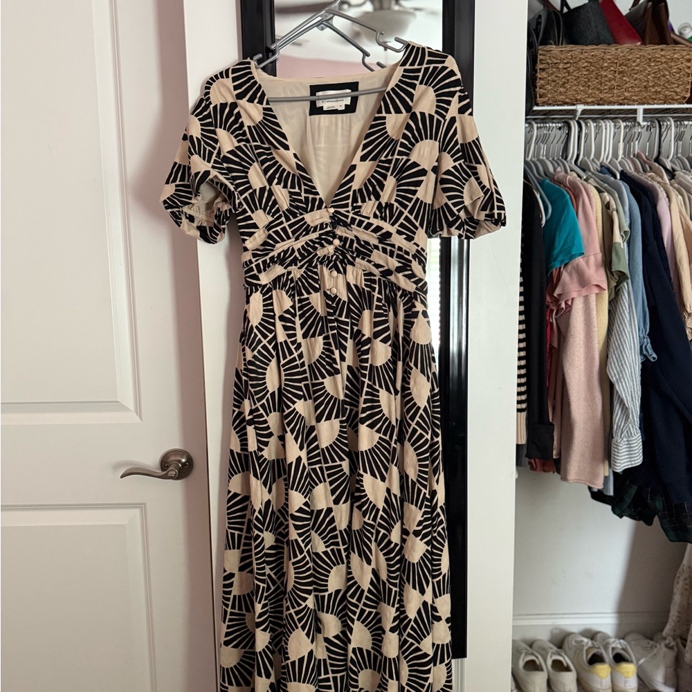 Anthropologie Cream Flutter Sleeve Sundress